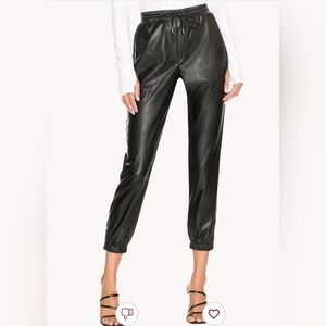 PAIGE Black Leather-Style Joggers